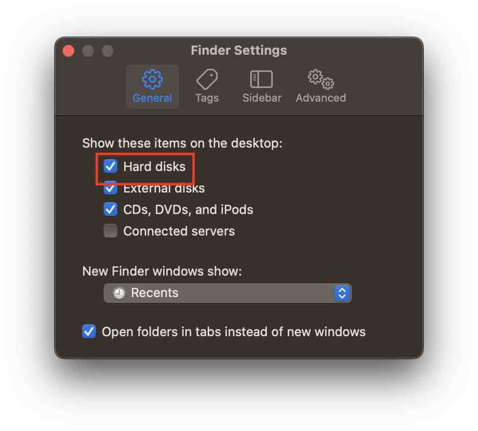 Show HDD icon on Desktop macOS